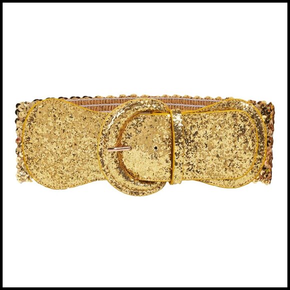 Sequin Glitter Stretch Belt Wide Buckle Vintage Y2K Chic Party Accessory main image 5